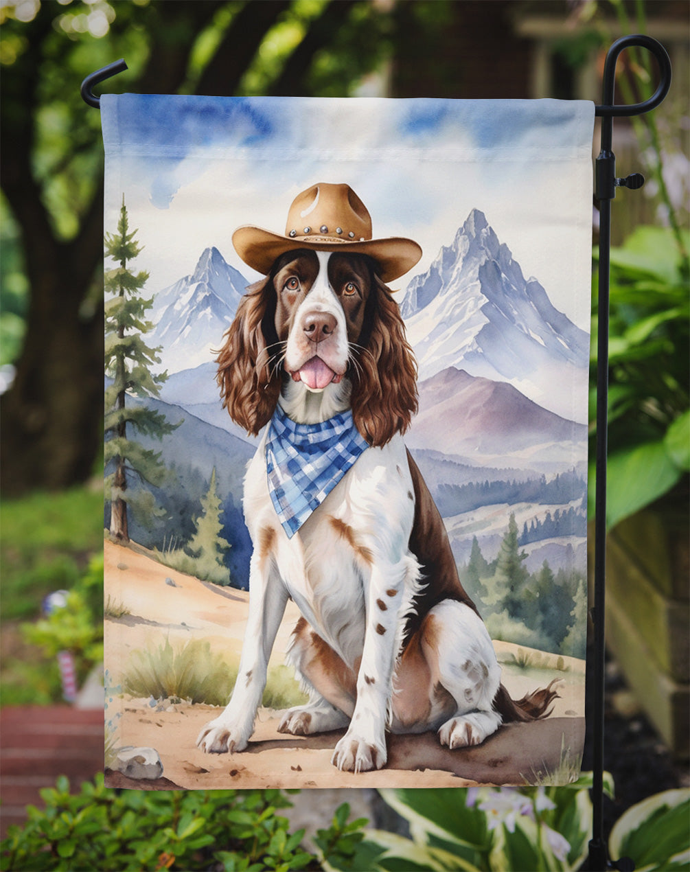 English Springer Spaniel Cowboy Welcome Garden Flag Mailbox Decorative Yard Banner Outside Patio Artwork for Flower Beds, Garden Size, Multicolor