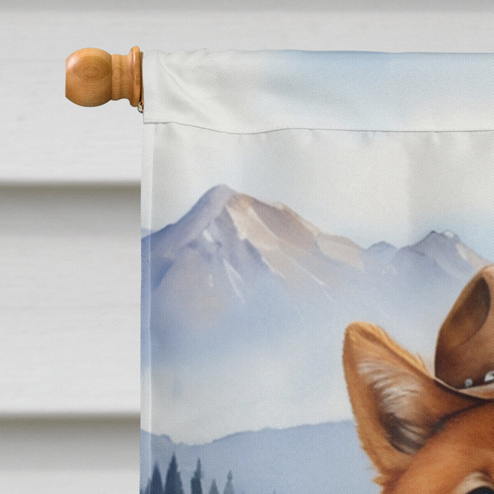 Finnish Spitz Cowboy Welcome House Flag 28x40 Porch Sleeve Pole Decorative Outside Yard Banner Artwork Wall Hanging, Polyester