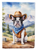 French Bulldog Cowboy Welcome House Flag 28x40 Porch Sleeve Pole Decorative Outside Yard Banner Artwork Wall Hanging, Polyester