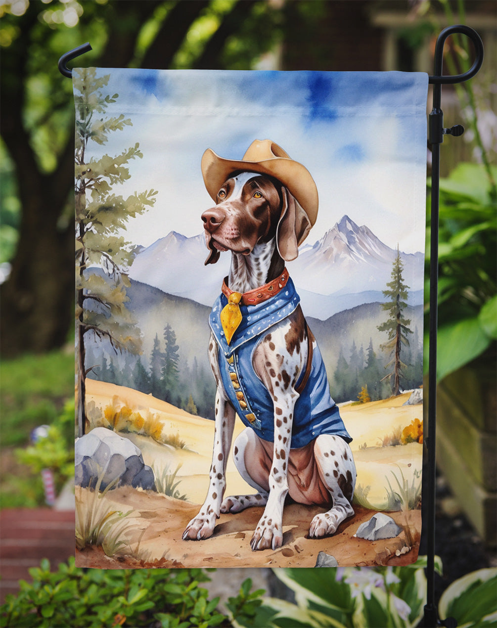German Shorthaired Pointer Cowboy Welcome Garden Flag Mailbox Decorative Yard Banner Outside Patio Artwork for Flower Beds, Garden Size, Multicolor