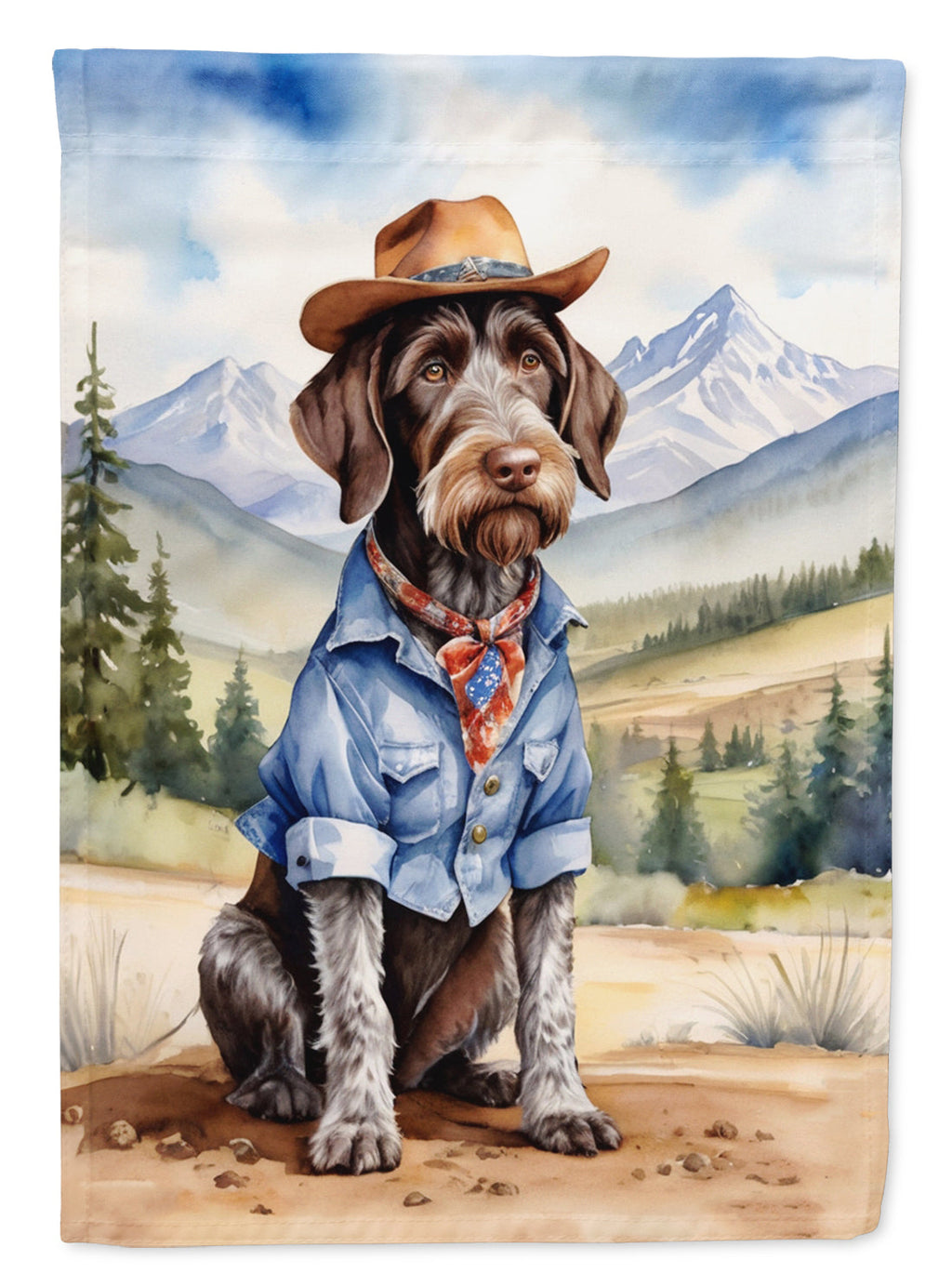 German Wirehaired Pointer Cowboy Welcome Garden Flag Mailbox Decorative Yard Banner Outside Patio Artwork for Flower Beds, Garden Size, Multicolor
