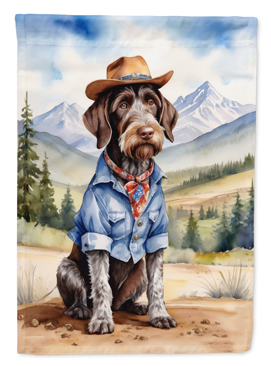German Wirehaired Pointer Cowboy Welcome Garden Flag Mailbox Decorative Yard Banner Outside Patio Artwork for Flower Beds, Garden Size, Multicolor