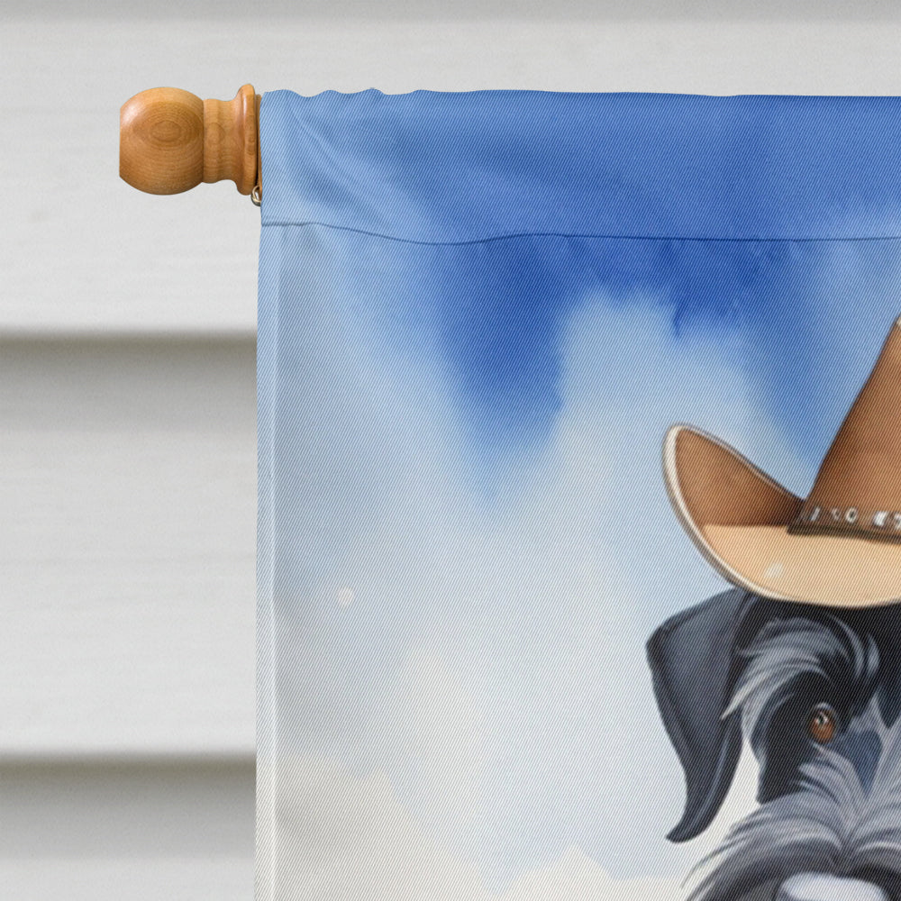 Giant Schnauzer Cowboy Welcome House Flag 28x40 Porch Sleeve Pole Decorative Outside Yard Banner Artwork Wall Hanging, Polyester
