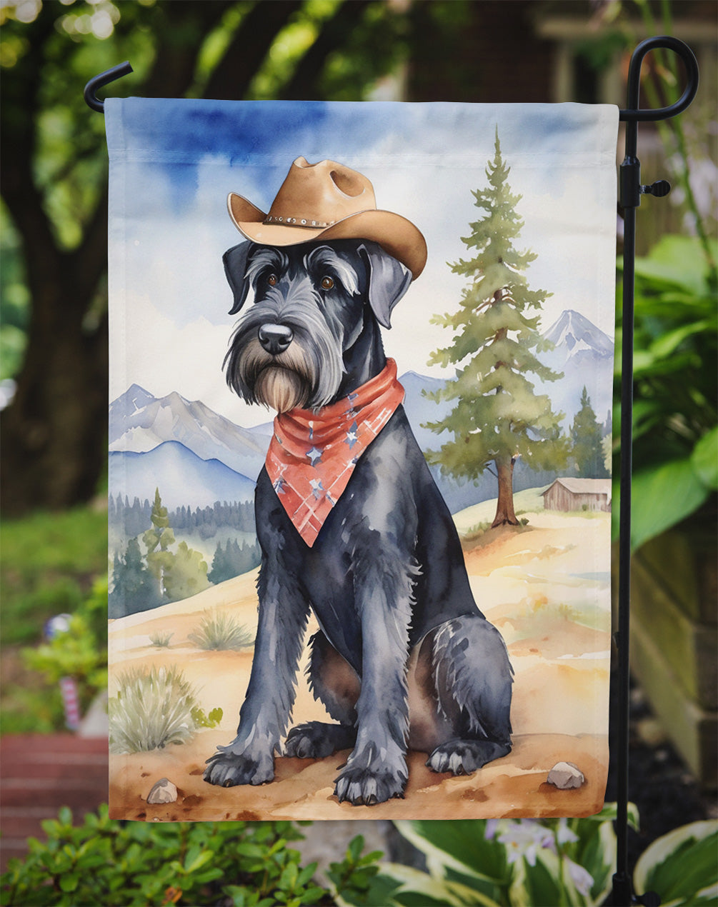 Giant Schnauzer Cowboy Welcome Garden Flag Mailbox Decorative Yard Banner Outside Patio Artwork for Flower Beds, Garden Size, Multicolor