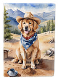 Golden Retriever Cowboy Welcome House Flag 28x40 Porch Sleeve Pole Decorative Outside Yard Banner Artwork Wall Hanging, Polyester