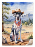 Great Dane Cowboy Welcome House Flag 28x40 Porch Sleeve Pole Decorative Outside Yard Banner Artwork Wall Hanging, Polyester