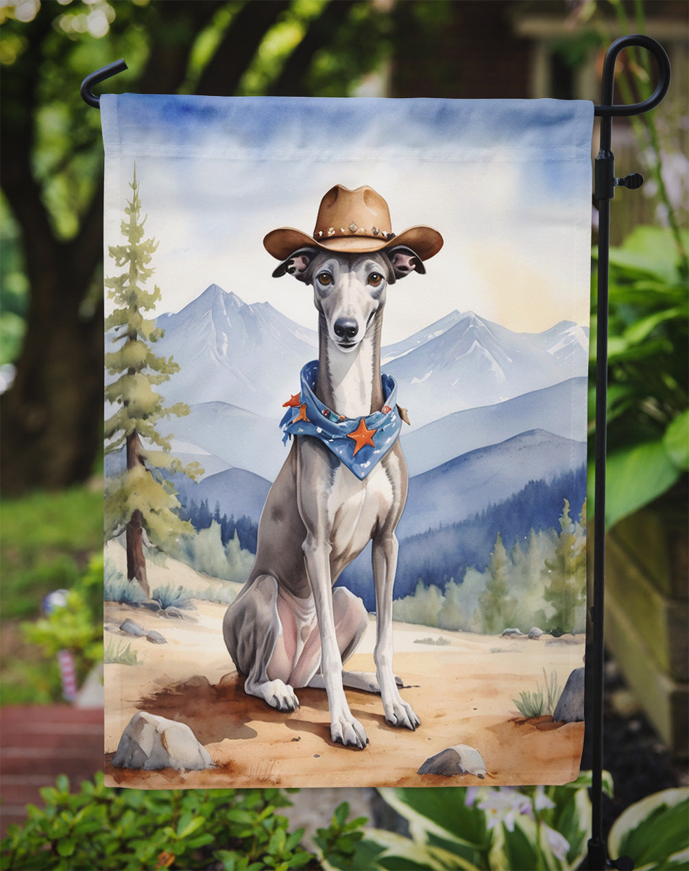 Greyhound Cowboy Welcome Garden Flag Mailbox Decorative Yard Banner Outside Patio Artwork for Flower Beds, Garden Size, Multicolor
