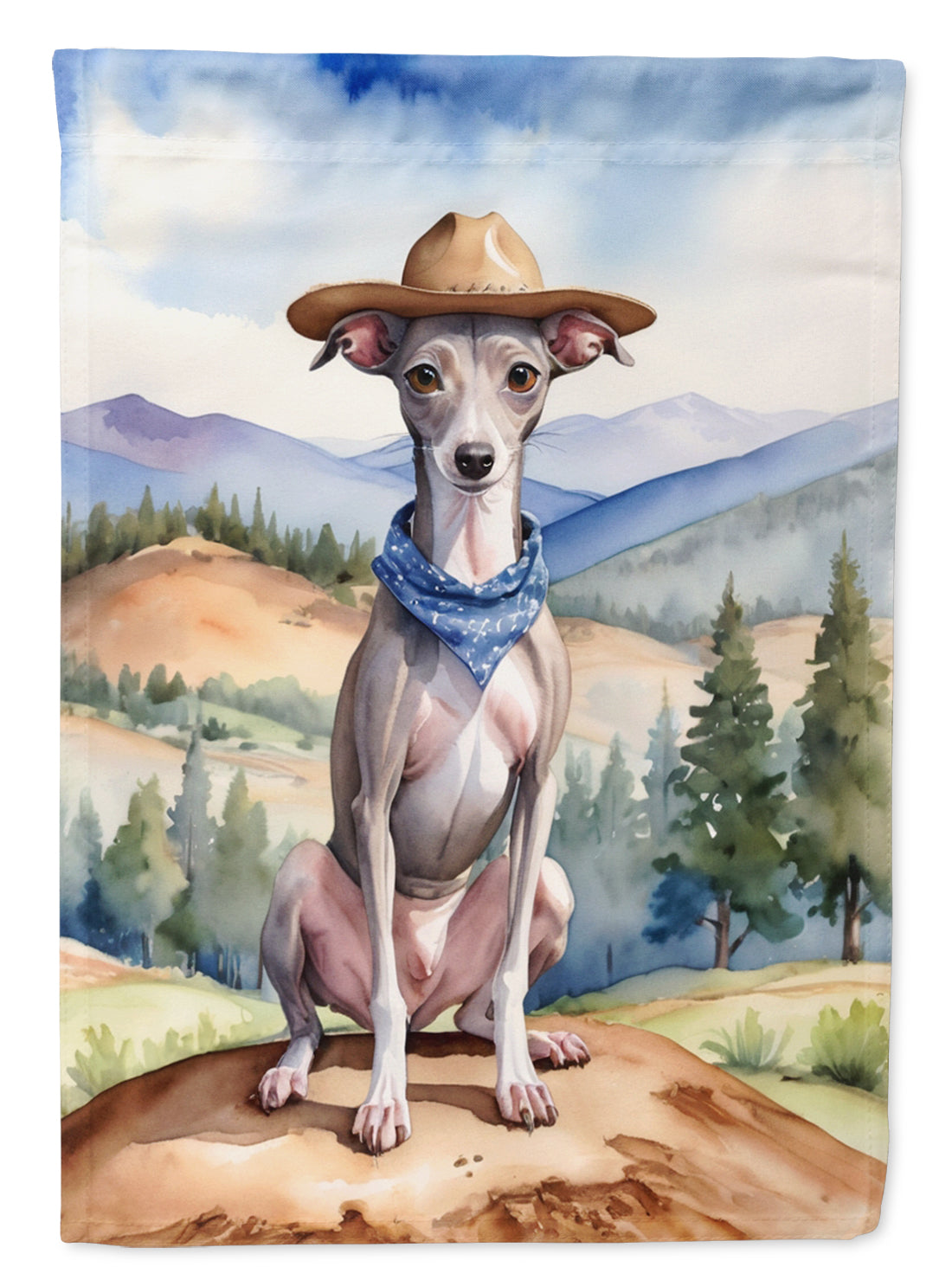 Italian Greyhound Cowboy Welcome Garden Flag Mailbox Decorative Yard Banner Outside Patio Artwork for Flower Beds, Garden Size, Multicolor