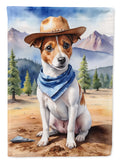 Jack Russell Terrier Cowboy Welcome House Flag 28x40 Porch Sleeve Pole Decorative Outside Yard Banner Artwork Wall Hanging, Polyester