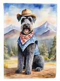 Kerry Blue Terrier Cowboy Welcome House Flag 28x40 Porch Sleeve Pole Decorative Outside Yard Banner Artwork Wall Hanging, Polyester