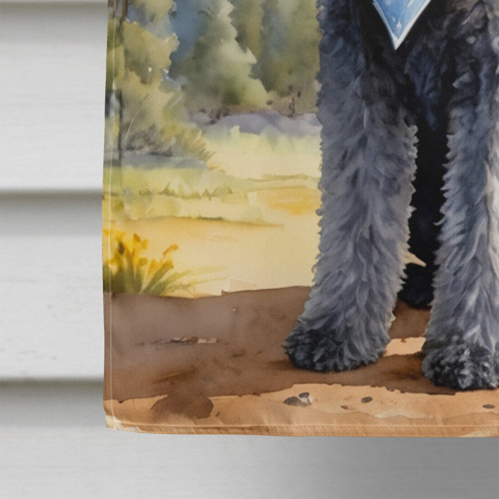 Kerry Blue Terrier Cowboy Welcome House Flag 28x40 Porch Sleeve Pole Decorative Outside Yard Banner Artwork Wall Hanging, Polyester