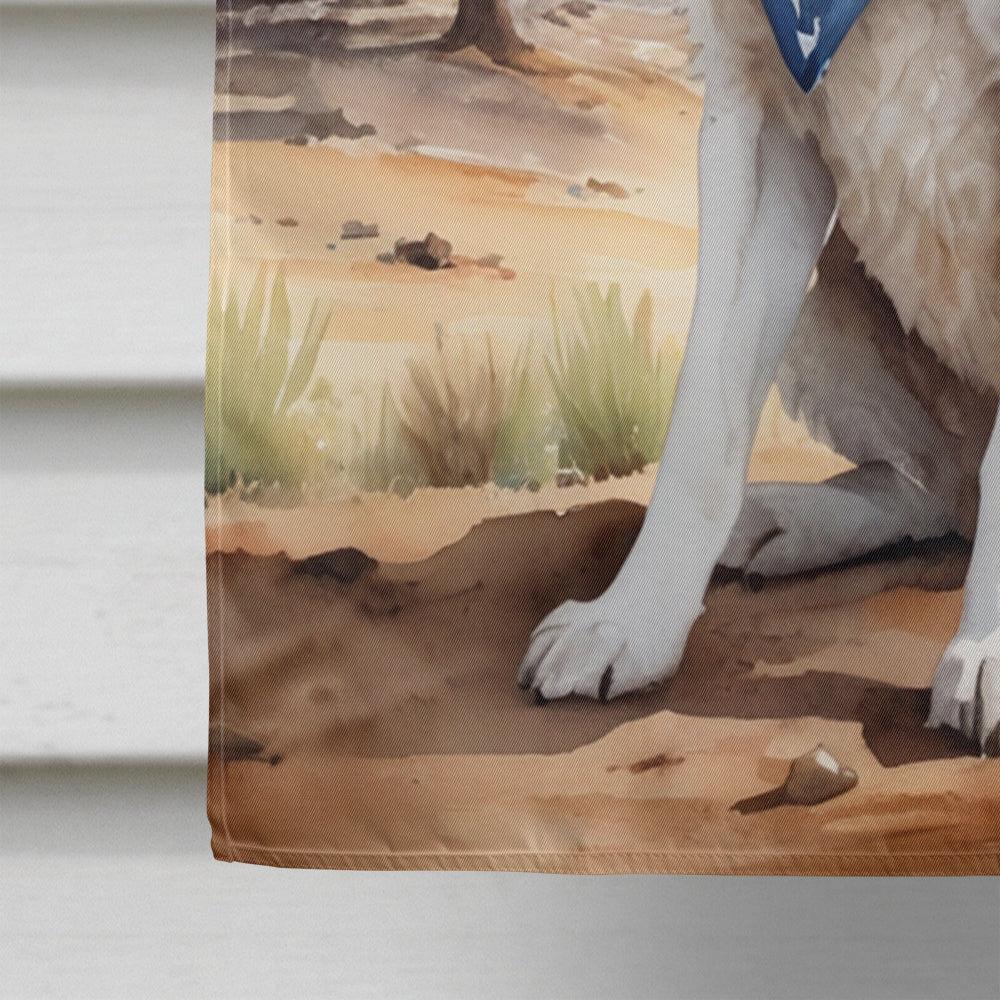 Kuvasz Cowboy Welcome House Flag 28x40 Porch Sleeve Pole Decorative Outside Yard Banner Artwork Wall Hanging, Polyester