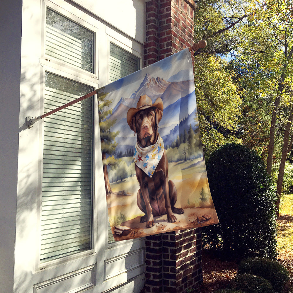 Labrador Retriever Cowboy Welcome House Flag 28x40 Porch Sleeve Pole Decorative Outside Yard Banner Artwork Wall Hanging, Polyester