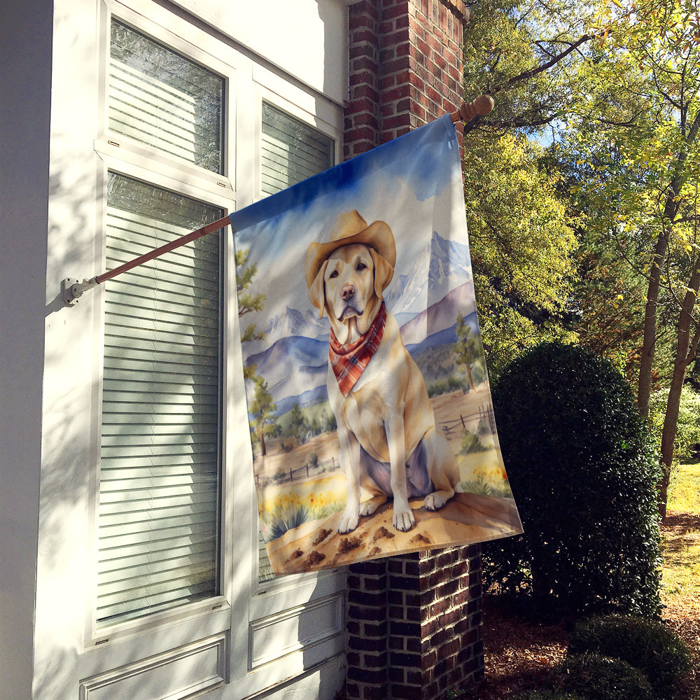 Labrador Retriever Cowboy Welcome House Flag 28x40 Porch Sleeve Pole Decorative Outside Yard Banner Artwork Wall Hanging, Polyester