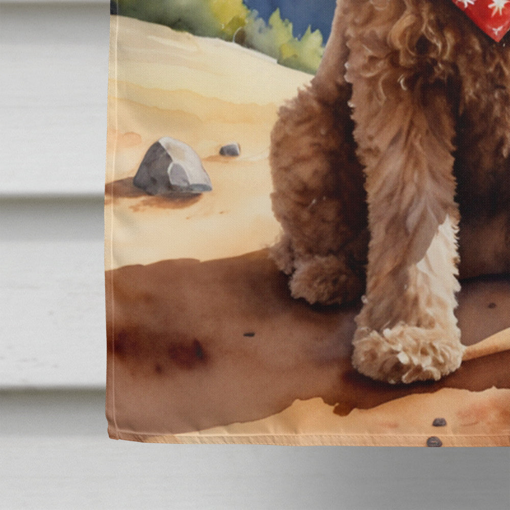 Labradoodle Cowboy Welcome House Flag 28x40 Porch Sleeve Pole Decorative Outside Yard Banner Artwork Wall Hanging, Polyester