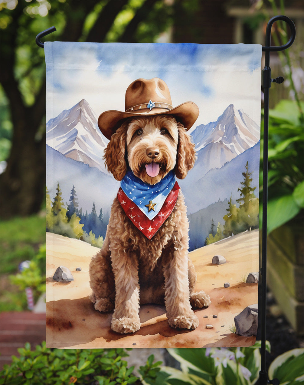 Labradoodle Cowboy Welcome Garden Flag Mailbox Decorative Yard Banner Outside Patio Artwork for Flower Beds, Garden Size, Multicolor