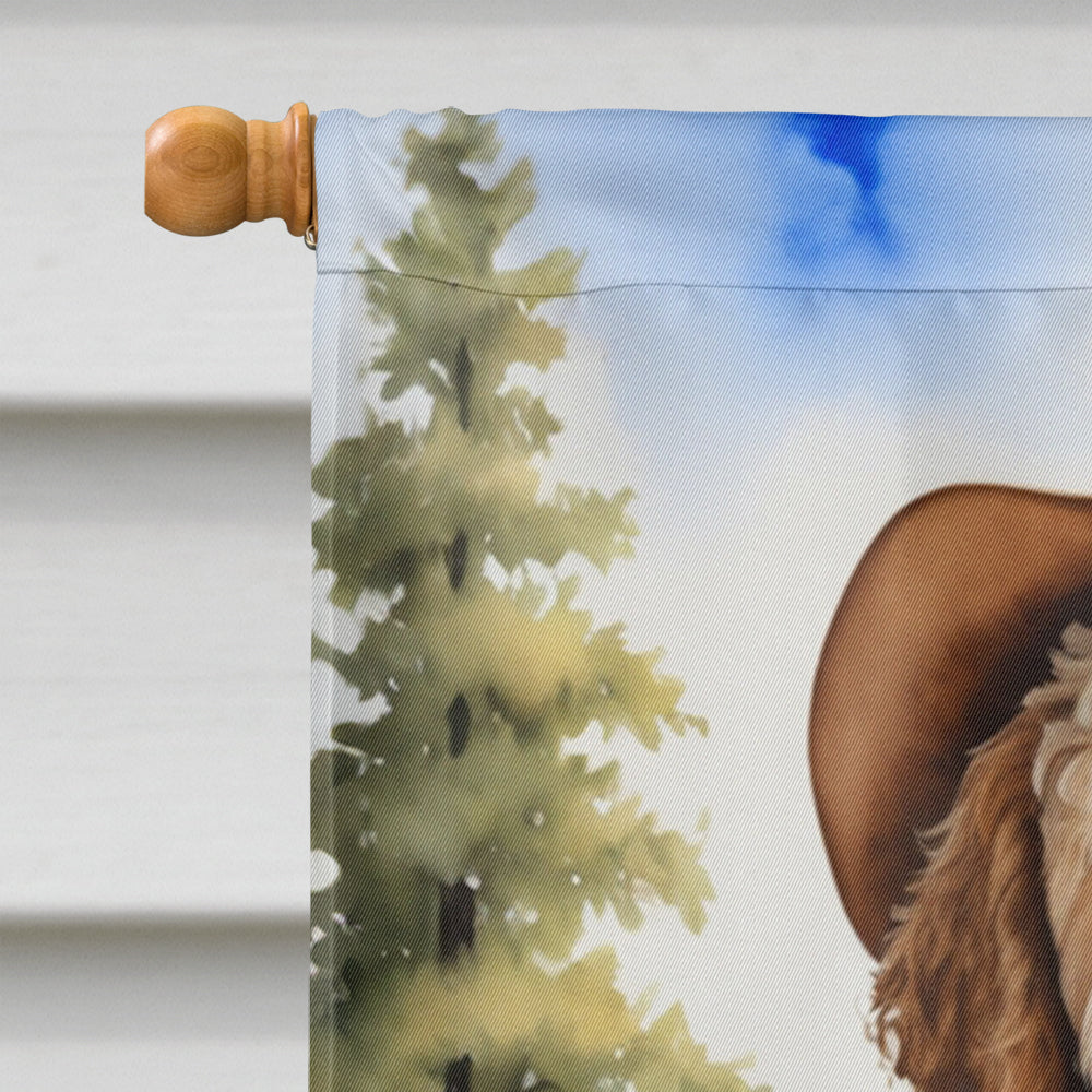 Labradoodle Cowboy Welcome House Flag 28x40 Porch Sleeve Pole Decorative Outside Yard Banner Artwork Wall Hanging, Polyester