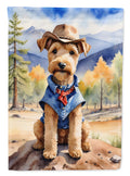 Lakeland Terrier Cowboy Welcome House Flag 28x40 Porch Sleeve Pole Decorative Outside Yard Banner Artwork Wall Hanging, Polyester
