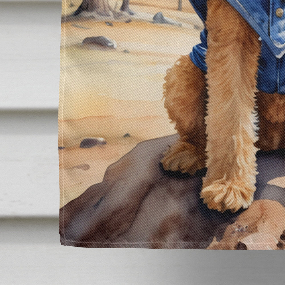 Lakeland Terrier Cowboy Welcome House Flag 28x40 Porch Sleeve Pole Decorative Outside Yard Banner Artwork Wall Hanging, Polyester
