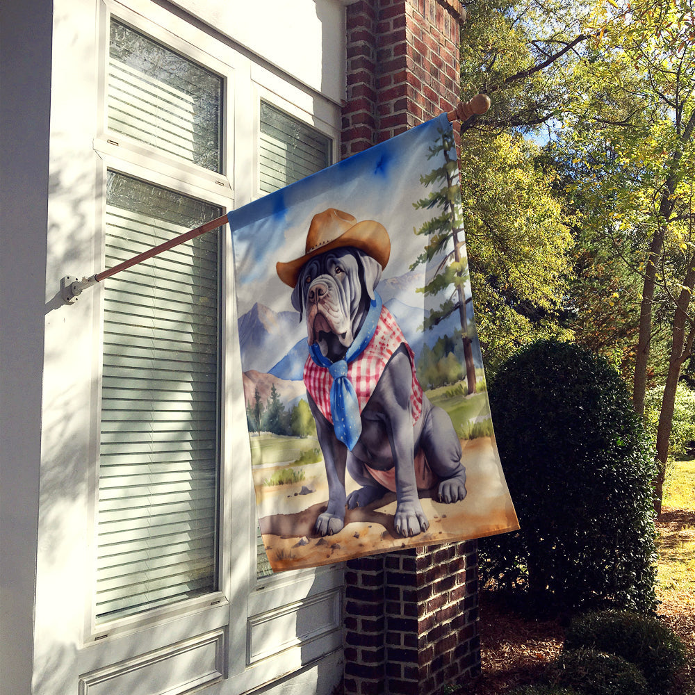 Neapolitan Mastiff Cowboy Welcome House Flag 28x40 Porch Sleeve Pole Decorative Outside Yard Banner Artwork Wall Hanging, Polyester