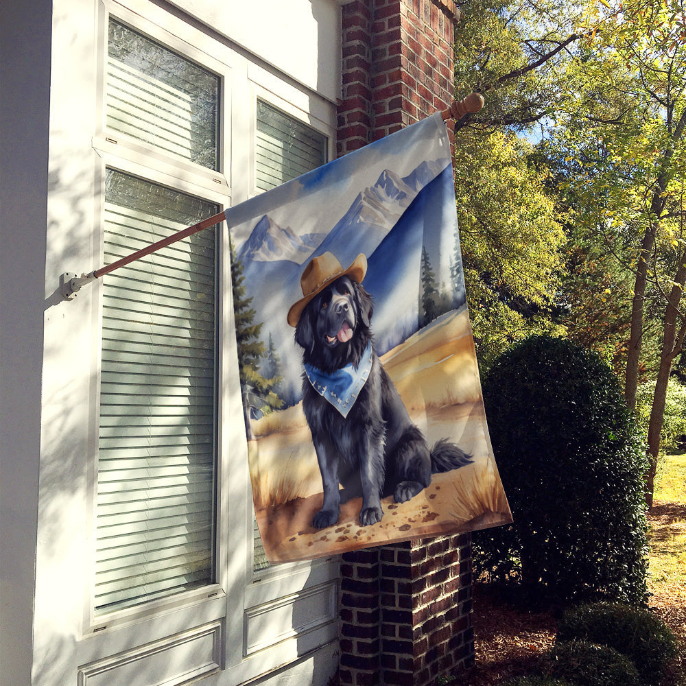 Newfoundland Cowboy Welcome House Flag 28x40 Porch Sleeve Pole Decorative Outside Yard Banner Artwork Wall Hanging, Polyester