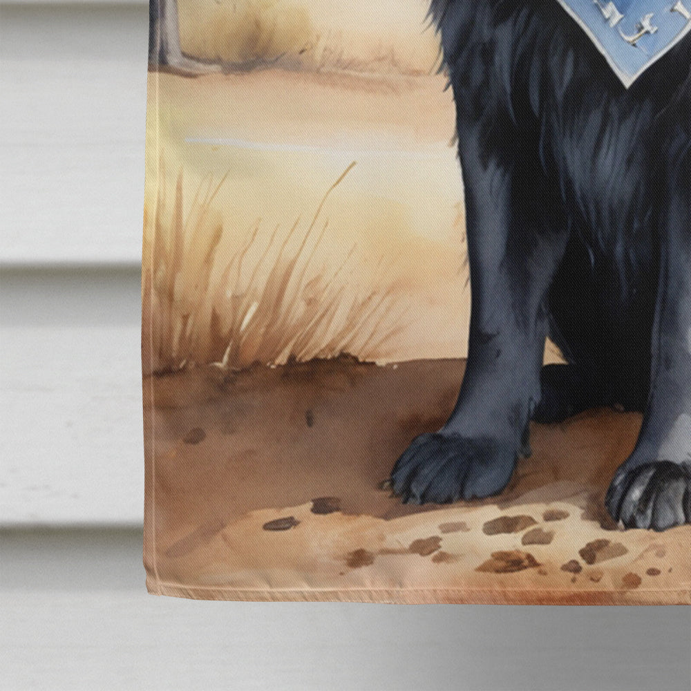 Newfoundland Cowboy Welcome House Flag 28x40 Porch Sleeve Pole Decorative Outside Yard Banner Artwork Wall Hanging, Polyester