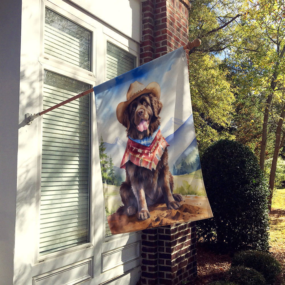 Newfoundland Cowboy Welcome House Flag 28x40 Porch Sleeve Pole Decorative Outside Yard Banner Artwork Wall Hanging, Polyester