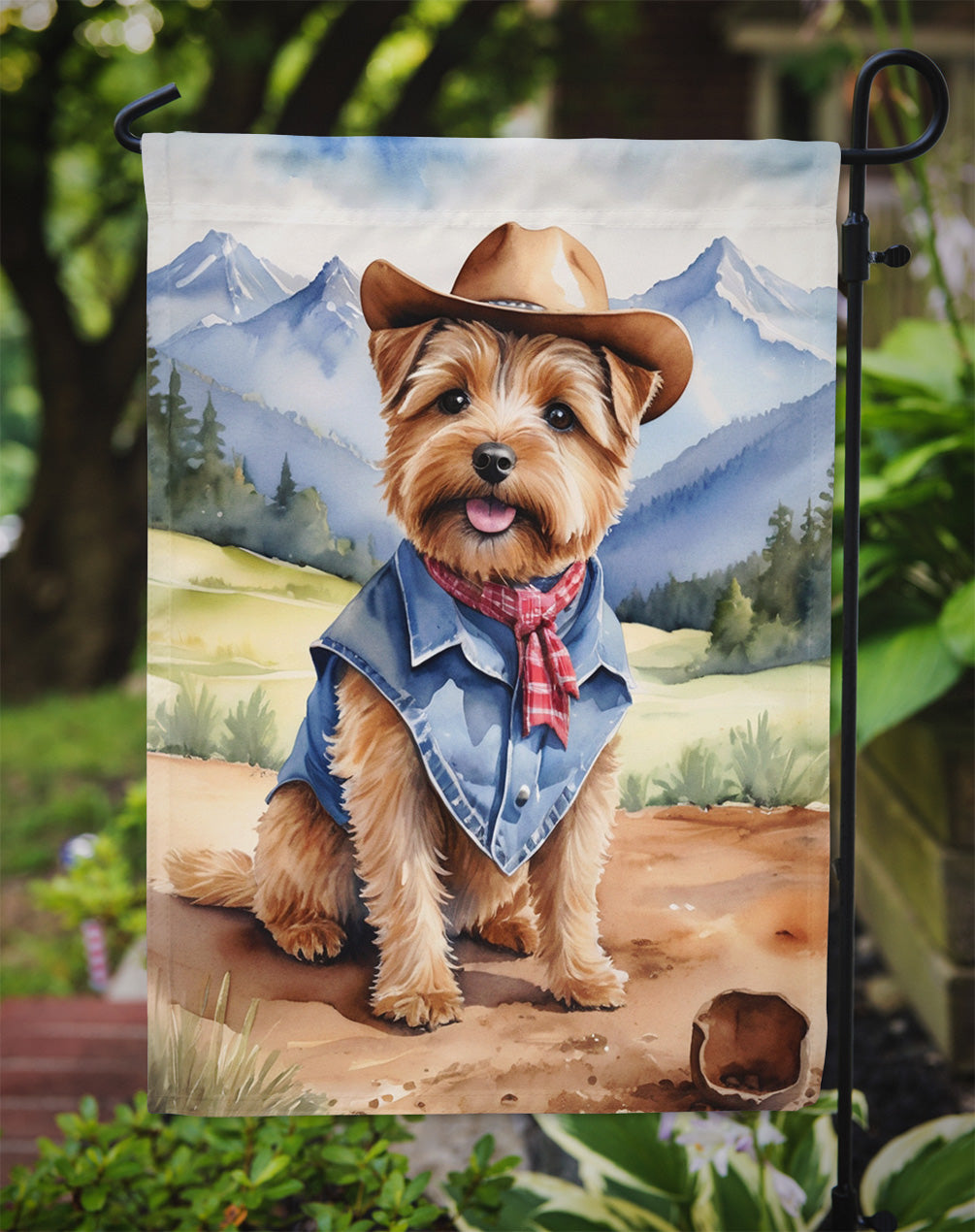 Norfolk Terrier Cowboy Welcome Garden Flag Mailbox Decorative Yard Banner Outside Patio Artwork for Flower Beds, Garden Size, Multicolor