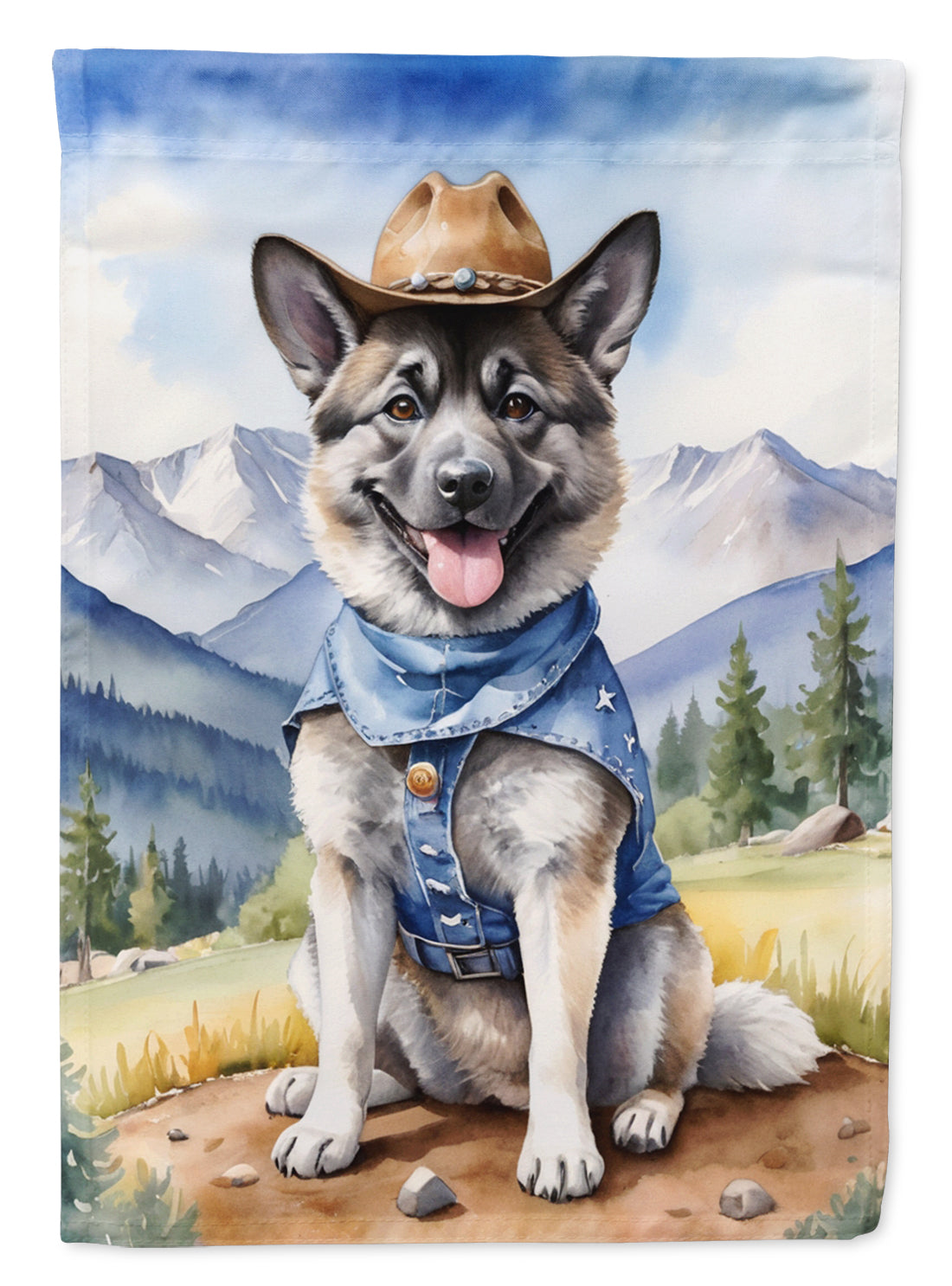 Norwegian Elkhound Cowboy Welcome Garden Flag Mailbox Decorative Yard Banner Outside Patio Artwork for Flower Beds, Garden Size, Multicolor