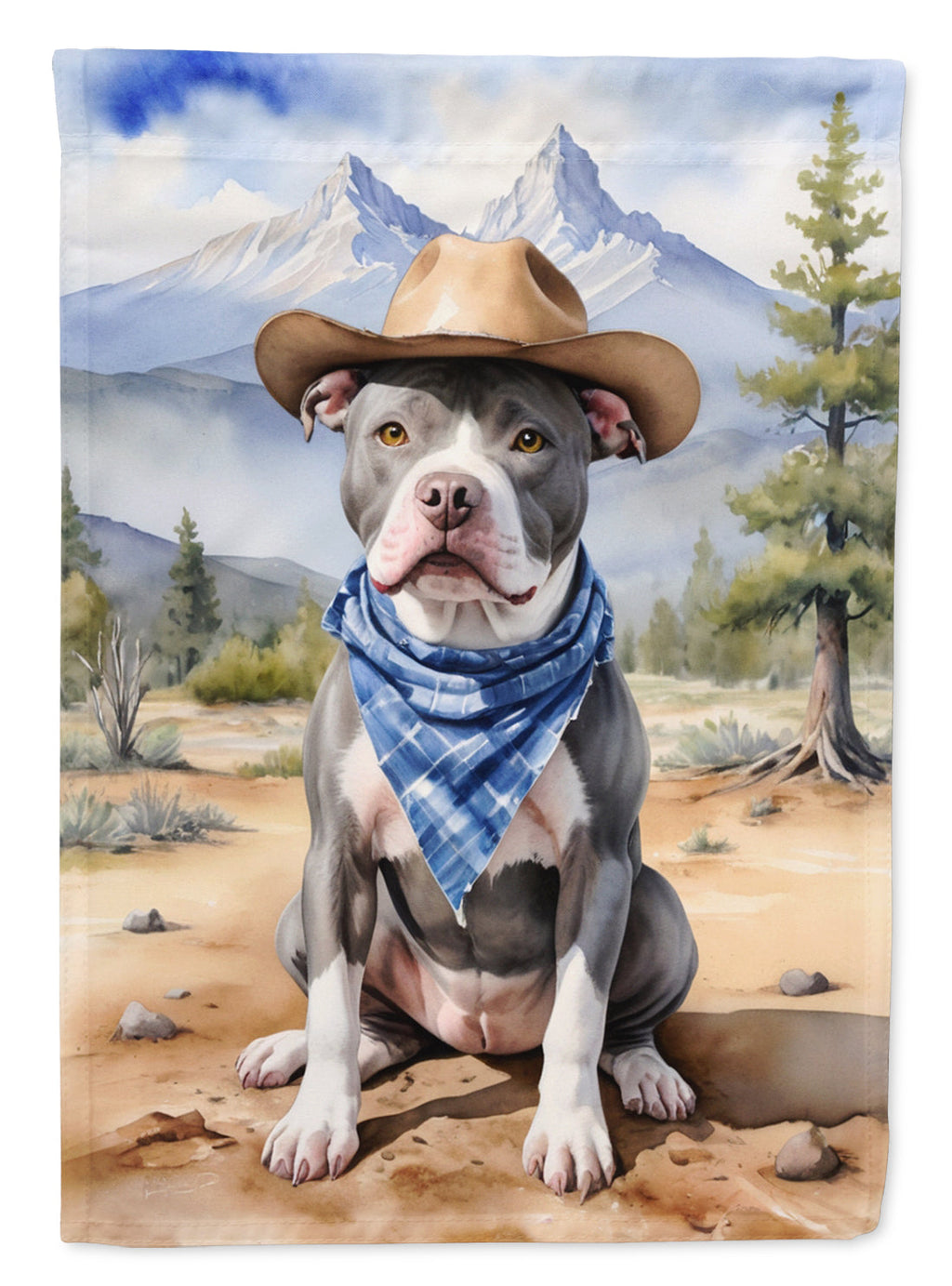 Pit Bull Terrier Cowboy Welcome Garden Flag Mailbox Decorative Yard Banner Outside Patio Artwork for Flower Beds, Garden Size, Multicolor