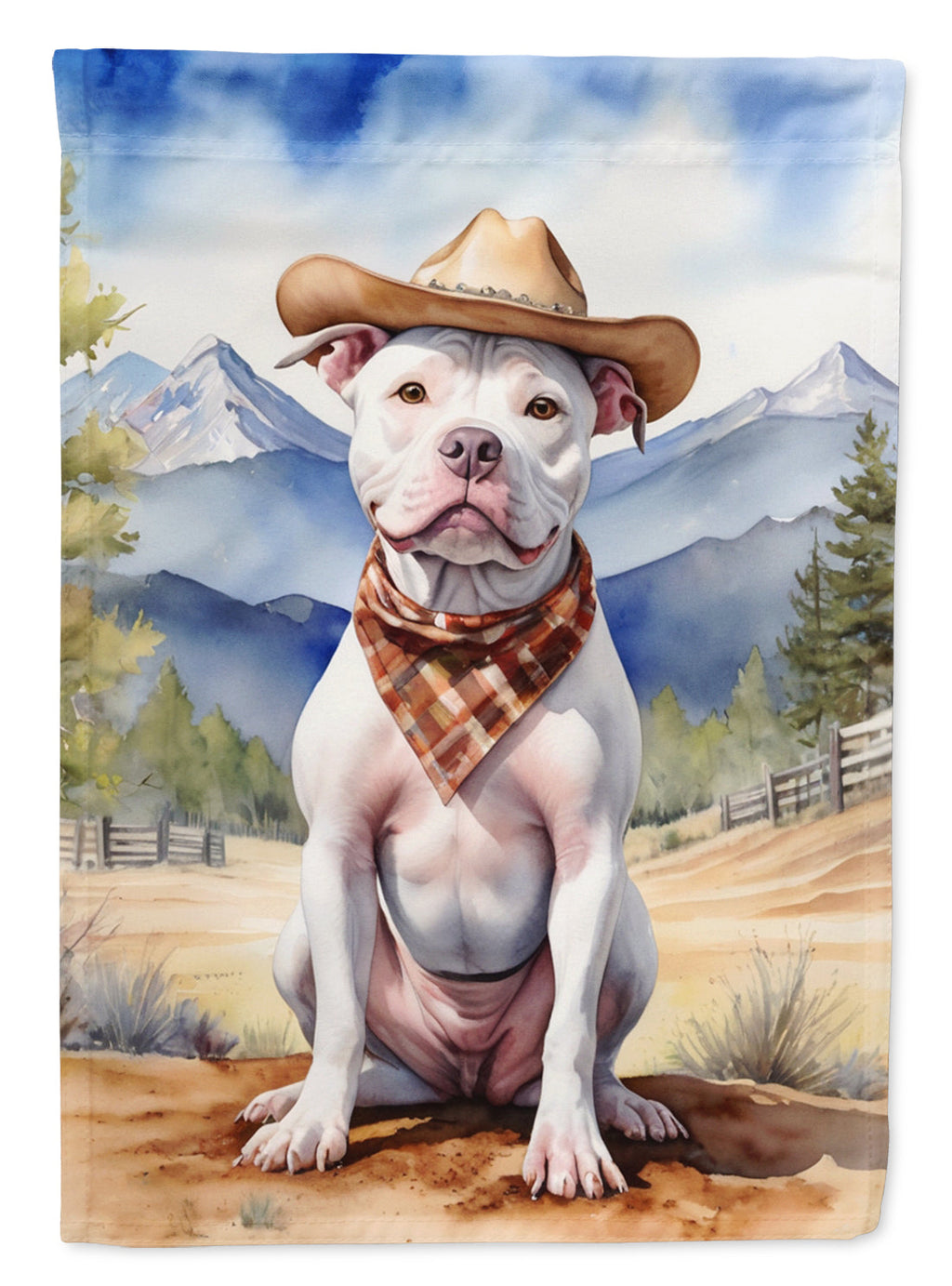 Pit Bull Terrier Cowboy Welcome Garden Flag Mailbox Decorative Yard Banner Outside Patio Artwork for Flower Beds, Garden Size, Multicolor