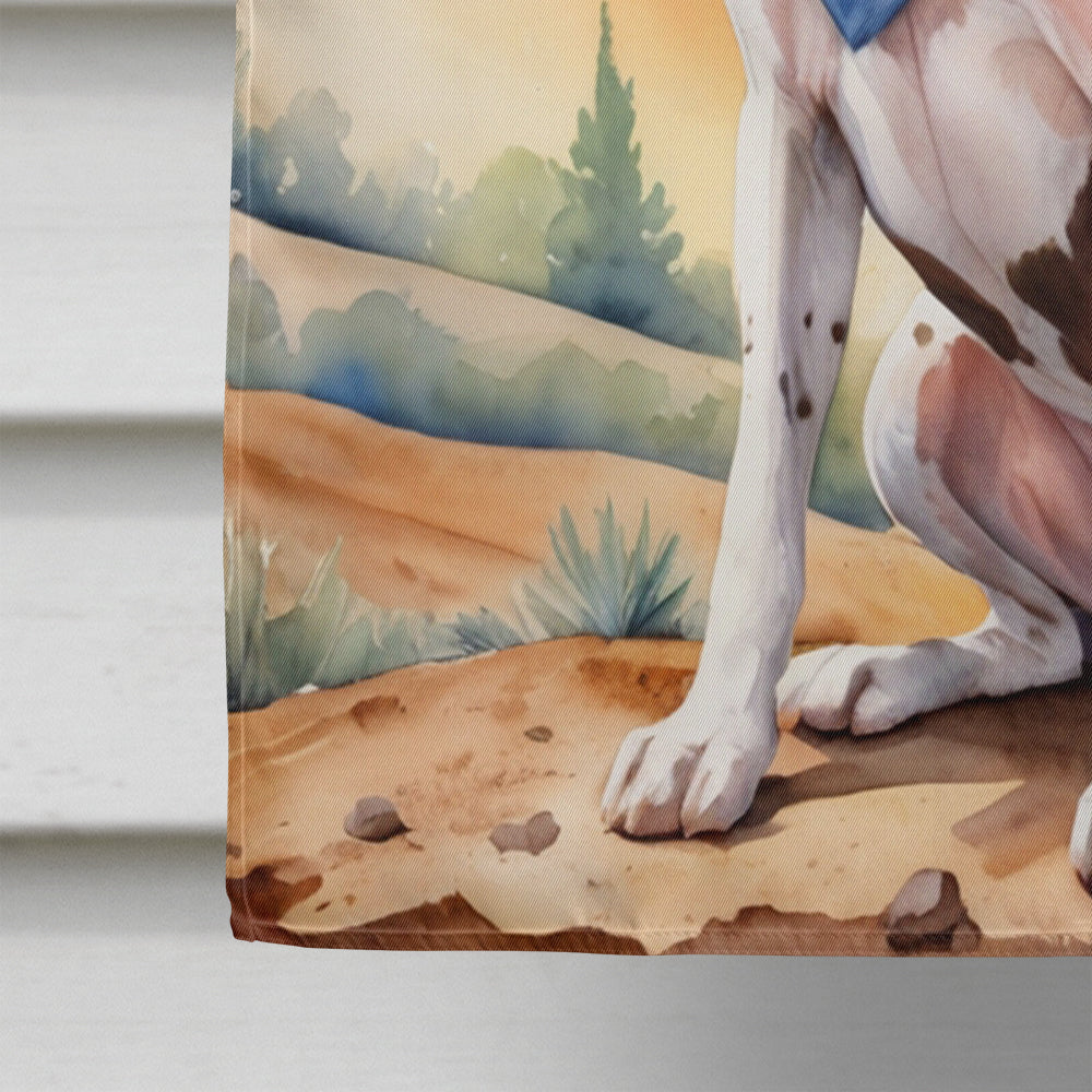 Pointer Cowboy Welcome House Flag 28x40 Porch Sleeve Pole Decorative Outside Yard Banner Artwork Wall Hanging, Polyester