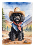 Black Poodle Cowboy Welcome House Flag 28x40 Porch Sleeve Pole Decorative Outside Yard Banner Artwork Wall Hanging, Polyester