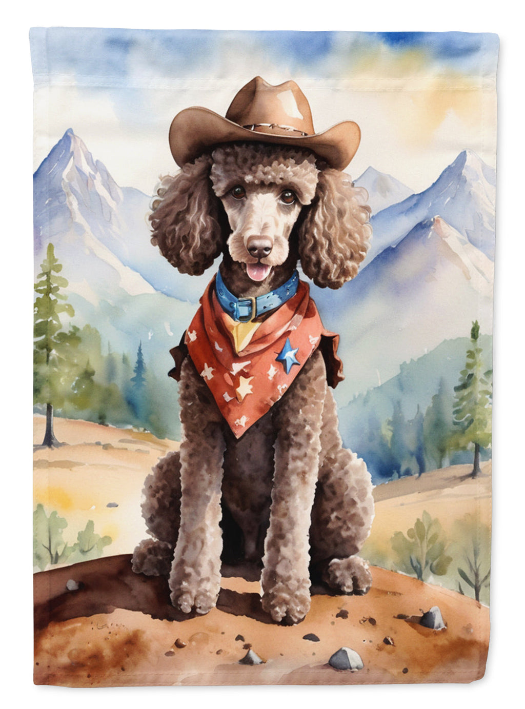 Poodle Cowboy Welcome House Flag 28x40 Porch Sleeve Pole Decorative Outside Yard Banner Artwork Wall Hanging, Polyester