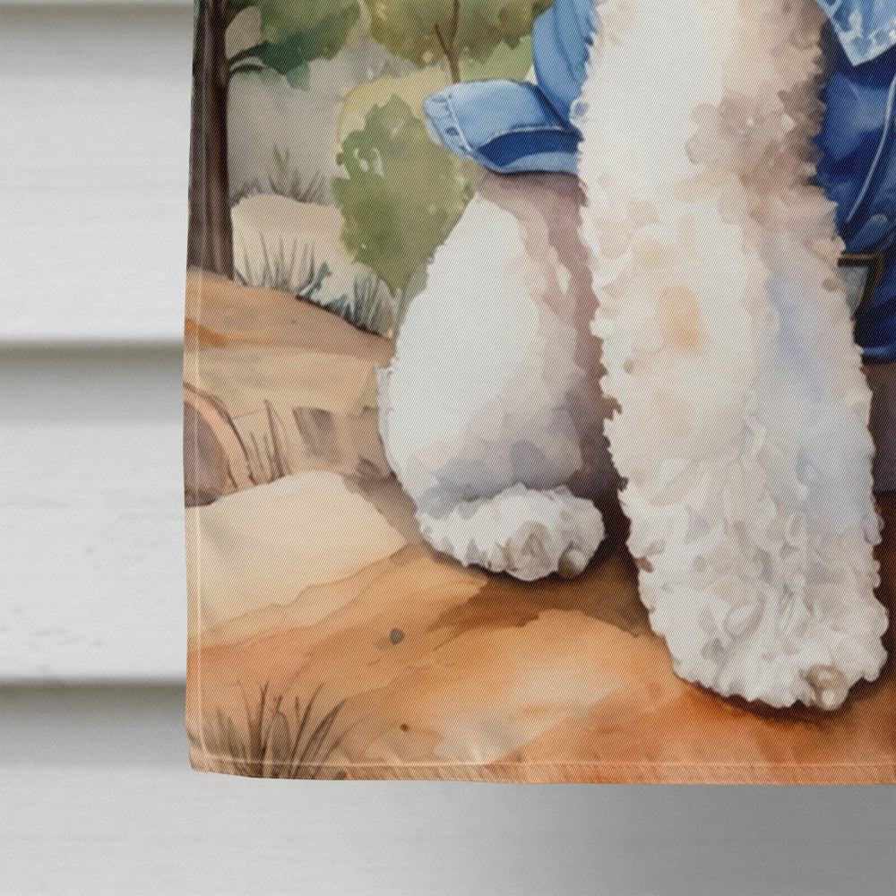 Poodle Cowboy Welcome House Flag 28x40 Porch Sleeve Pole Decorative Outside Yard Banner Artwork Wall Hanging, Polyester