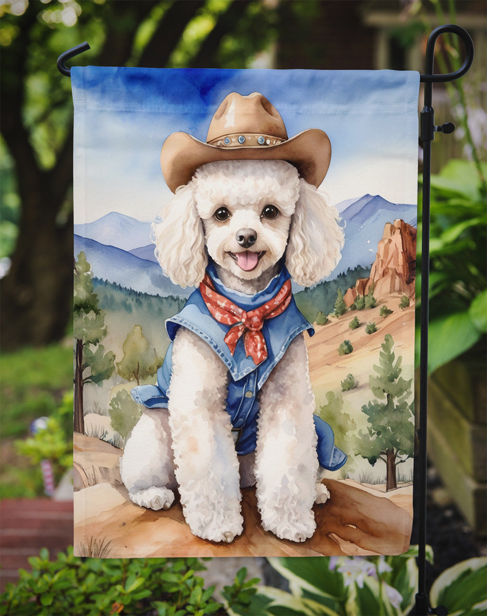 Poodle Cowboy Welcome Garden Flag Mailbox Decorative Yard Banner Outside Patio Artwork for Flower Beds, Garden Size, Multicolor