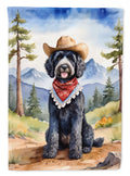 Portuguese Water Dog Cowboy Welcome House Flag 28x40 Porch Sleeve Pole Decorative Outside Yard Banner Artwork Wall Hanging, Polyester