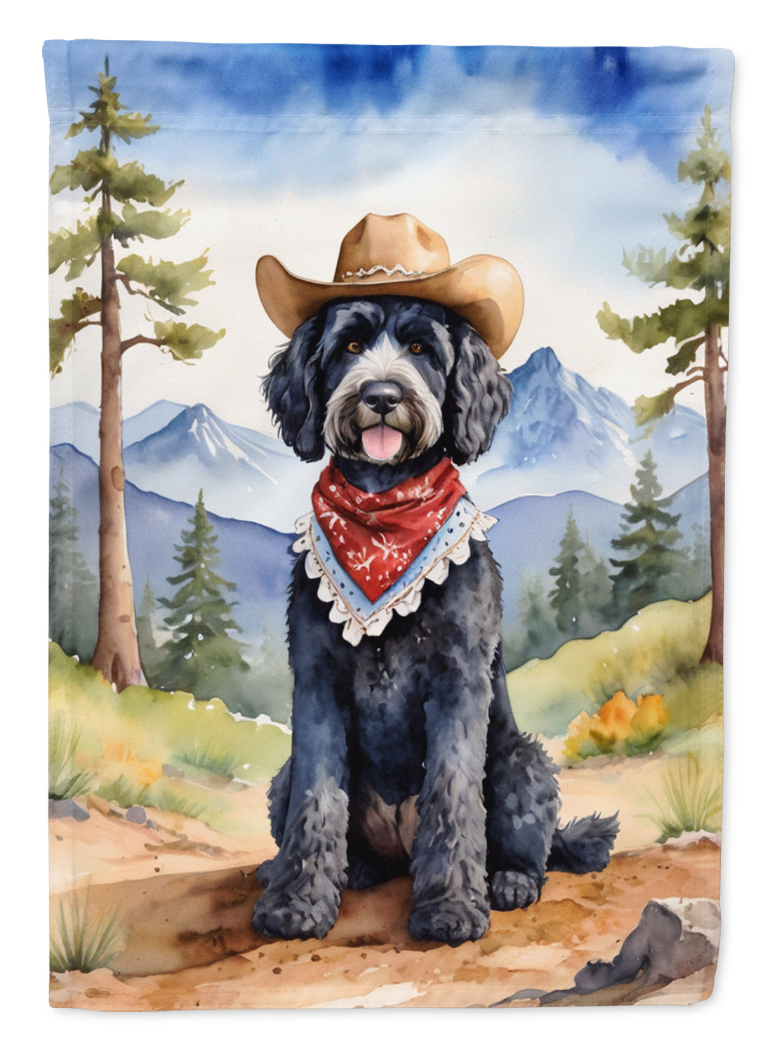 Portuguese Water Dog Cowboy Welcome Garden Flag Mailbox Decorative Yard Banner Outside Patio Artwork for Flower Beds, Garden Size, Multicolor