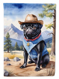 Pug Cowboy Welcome House Flag 28x40 Porch Sleeve Pole Decorative Outside Yard Banner Artwork Wall Hanging, Polyester
