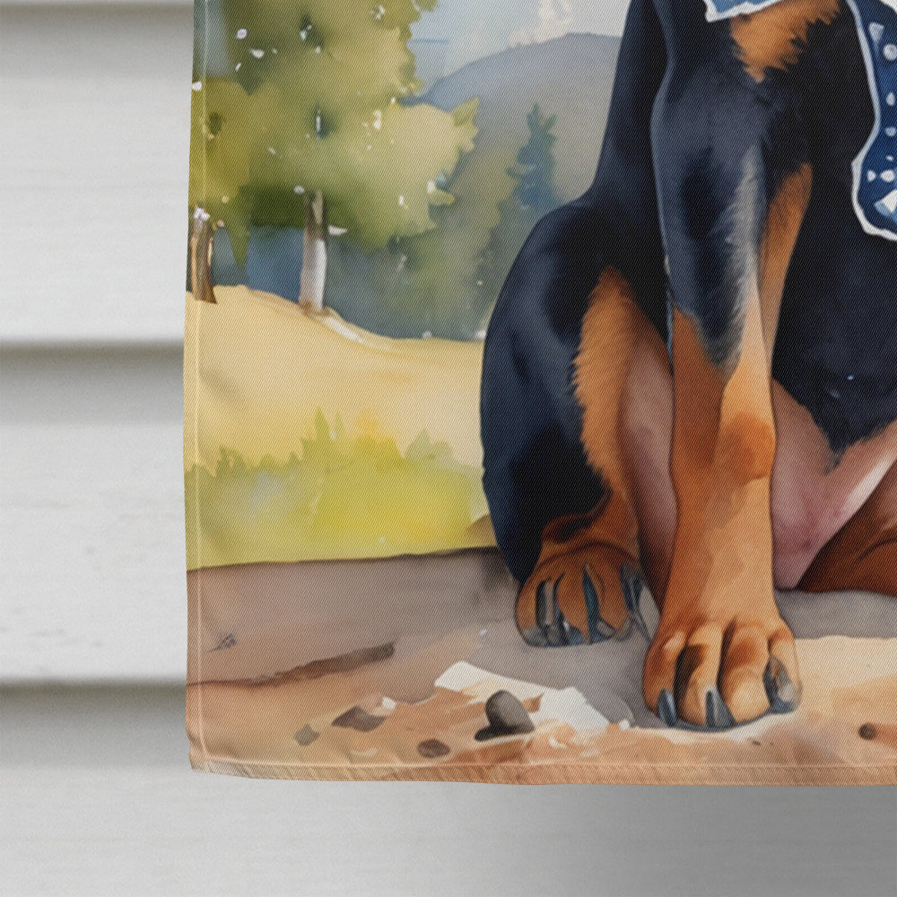 Rottweiler Cowboy Welcome House Flag 28x40 Porch Sleeve Pole Decorative Outside Yard Banner Artwork Wall Hanging, Polyester