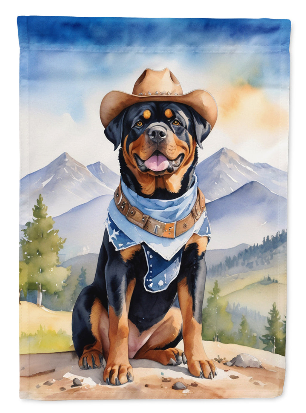 Rottweiler Cowboy Welcome Garden Flag Mailbox Decorative Yard Banner Outside Patio Artwork for Flower Beds, Garden Size, Multicolor