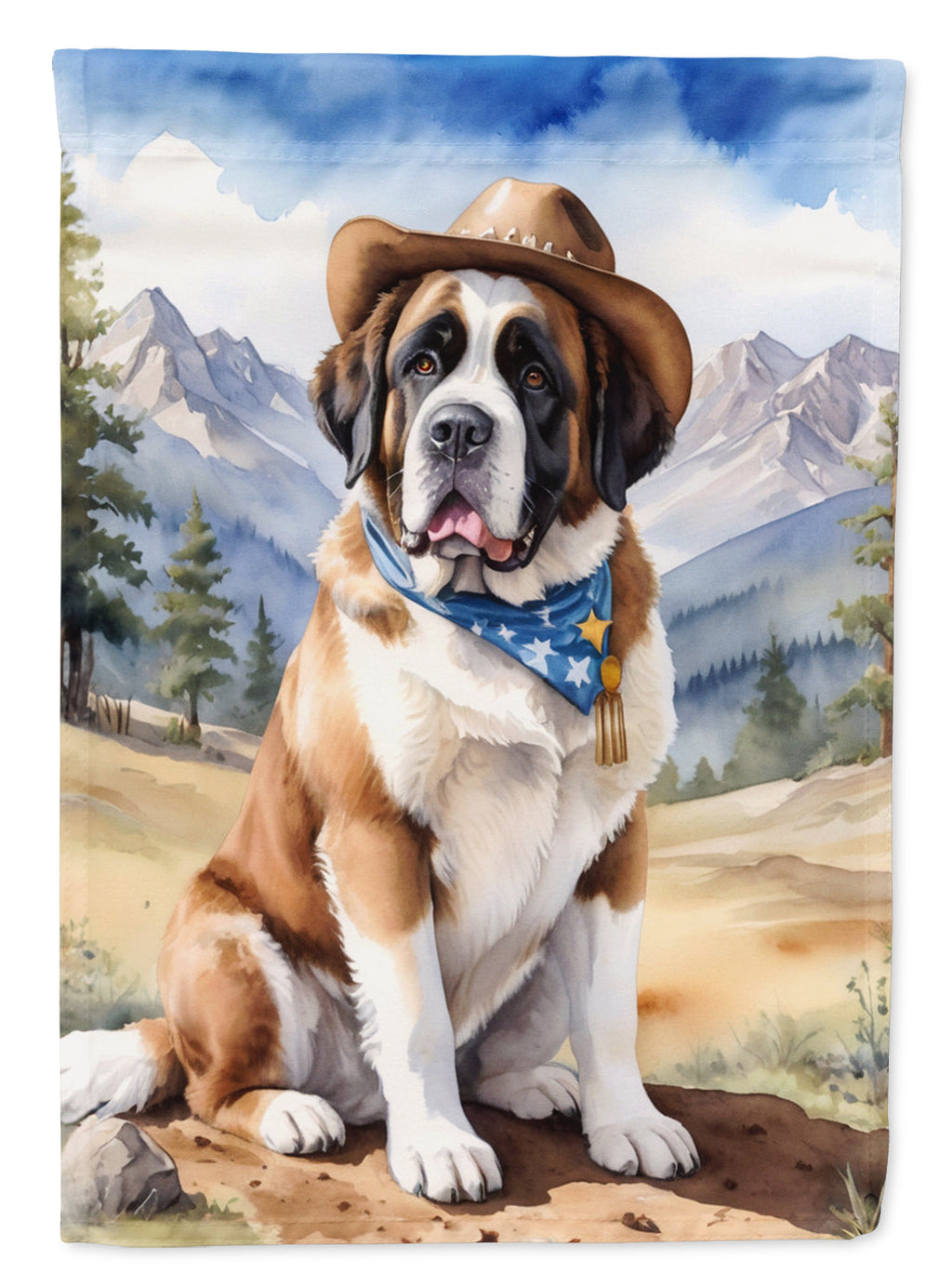 Saint Bernard Cowboy Welcome Garden Flag Mailbox Decorative Yard Banner Outside Patio Artwork for Flower Beds, Garden Size, Multicolor