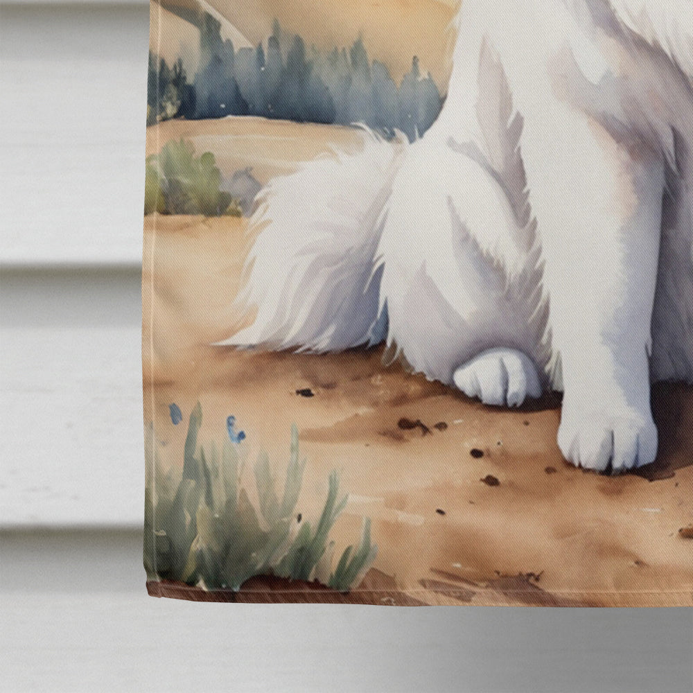 Samoyed Cowboy Welcome House Flag 28x40 Porch Sleeve Pole Decorative Outside Yard Banner Artwork Wall Hanging, Polyester