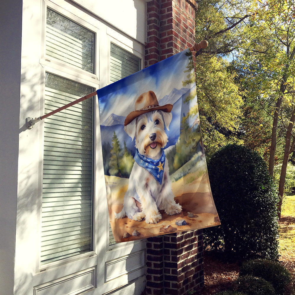 Sealyham Terrier Cowboy Welcome House Flag 28x40 Porch Sleeve Pole Decorative Outside Yard Banner Artwork Wall Hanging, Polyester