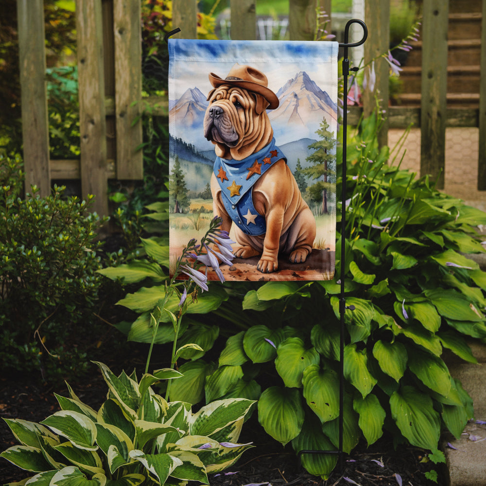 Shar Pei Cowboy Welcome Garden Flag Mailbox Decorative Yard Banner Outside Patio Artwork for Flower Beds, Garden Size, Multicolor