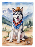 Siberian Husky Cowboy Welcome House Flag 28x40 Porch Sleeve Pole Decorative Outside Yard Banner Artwork Wall Hanging, Polyester