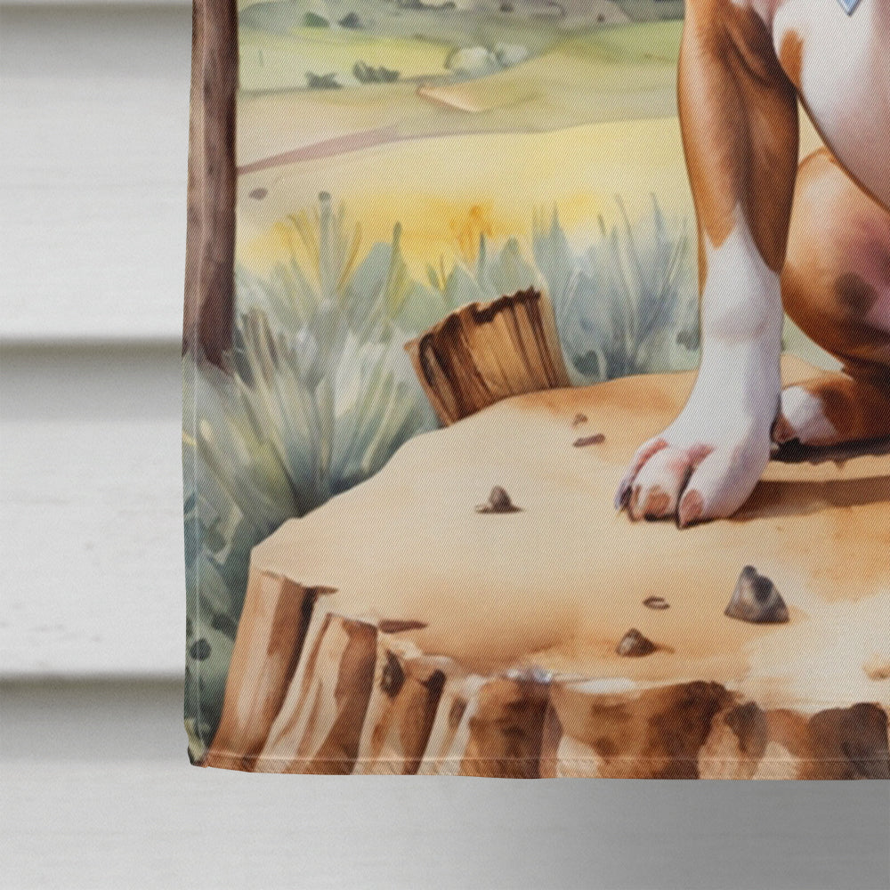 Staffordshire Bull Terrier Cowboy Welcome House Flag 28x40 Porch Sleeve Pole Decorative Outside Yard Banner Artwork Wall Hanging, Polyester