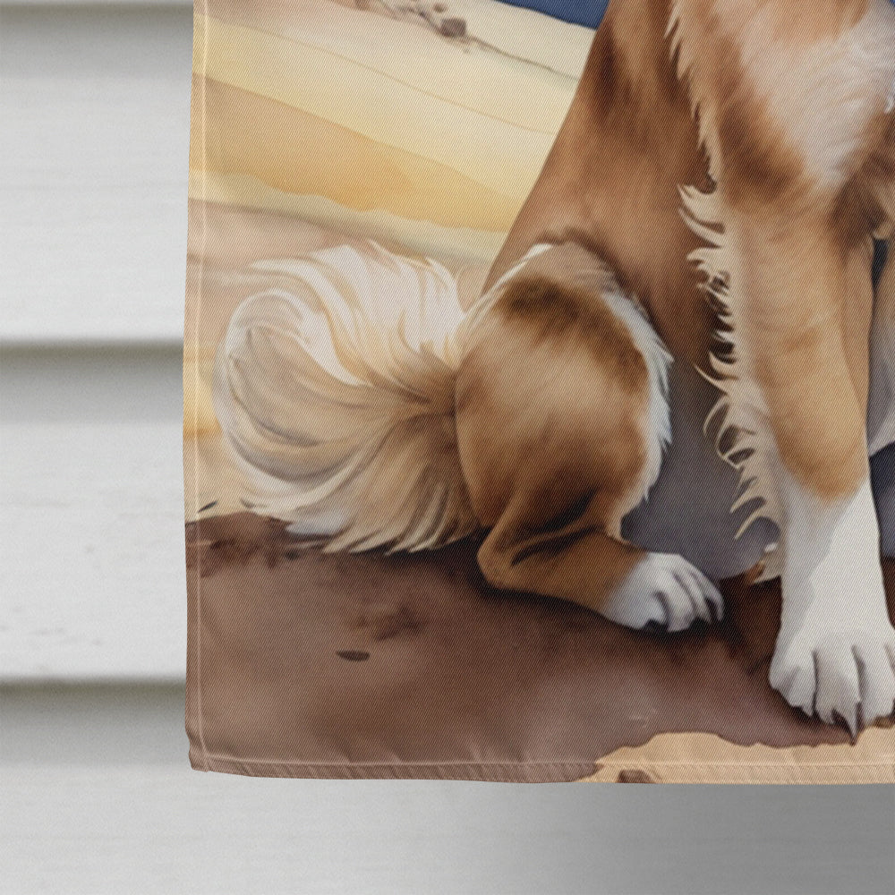 Tibetan Spaniel Cowboy Welcome House Flag 28x40 Porch Sleeve Pole Decorative Outside Yard Banner Artwork Wall Hanging, Polyester