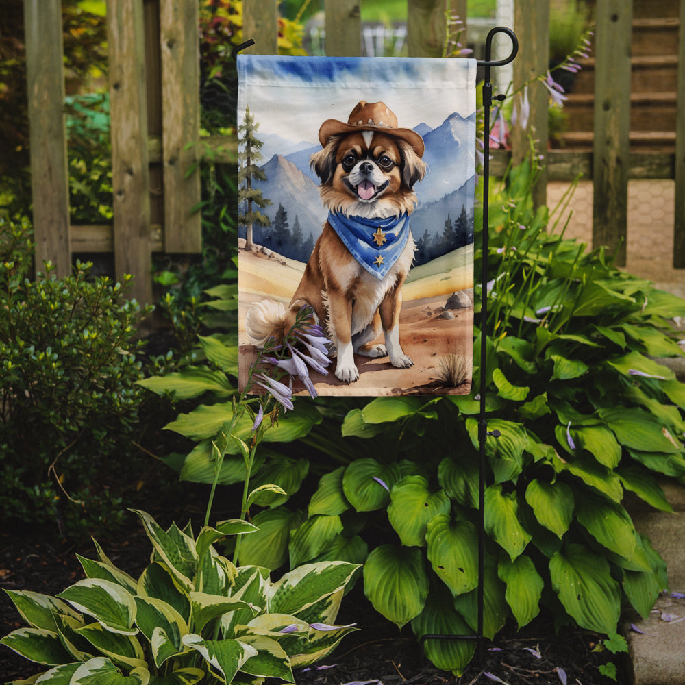 Tibetan Spaniel Cowboy Welcome Garden Flag Mailbox Decorative Yard Banner Outside Patio Artwork for Flower Beds, Garden Size, Multicolor