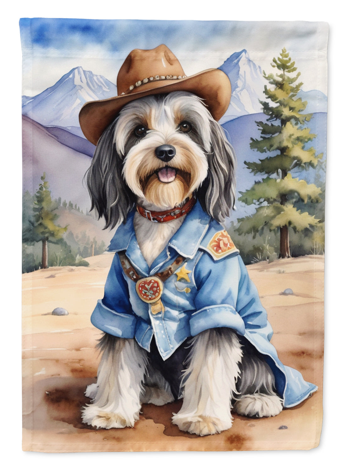 Tibetan Terrier Cowboy Welcome Garden Flag Mailbox Decorative Yard Banner Outside Patio Artwork for Flower Beds, Garden Size, Multicolor